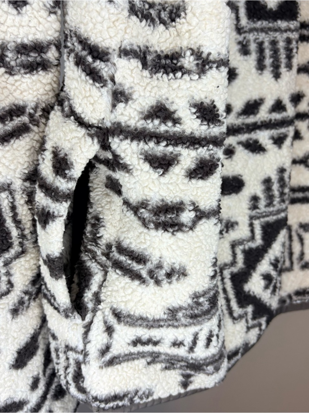 Ariat Real Berber Aztec Hooded Pullover Cream&Brown Fleece Half Zip Jacket Med - Picture 7 of 9